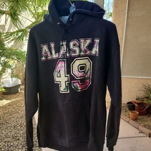 Hanes Black Alaska 49 Hoodie Sweatshirt
